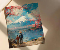 Mount Fuji Art Print, Father And Son Landscape Poster - Fathers Day Gift