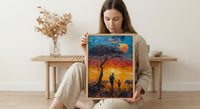 Serengeti Savanna Wall Art, Father And Child Print - African Safari Decor