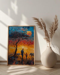Serengeti Savanna Wall Art, Father And Child Print - African Safari Decor