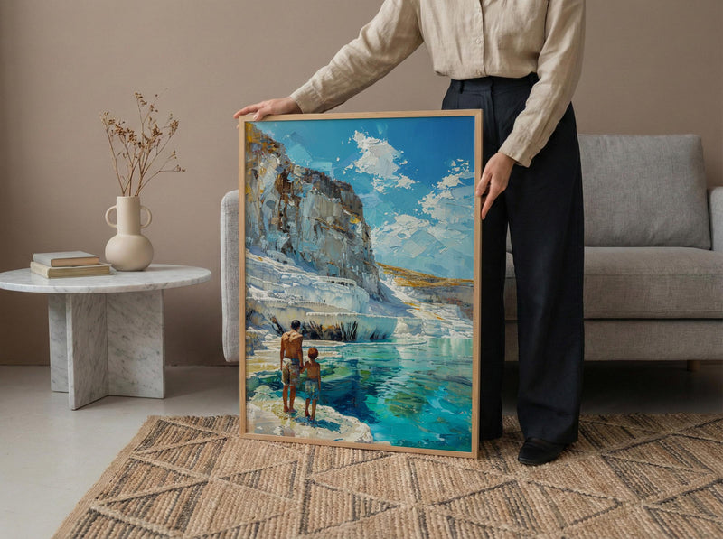 Pamukkale Turkey Poster, Father And Son Art - Travel Lover Gift