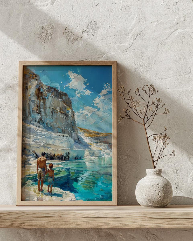 Pamukkale Turkey Poster, Father And Son Art - Travel Lover Gift