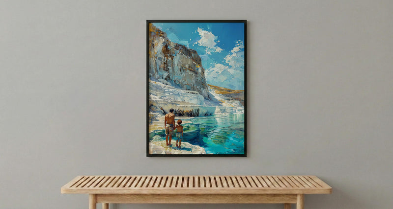 Pamukkale Turkey Poster, Father And Son Art - Travel Lover Gift