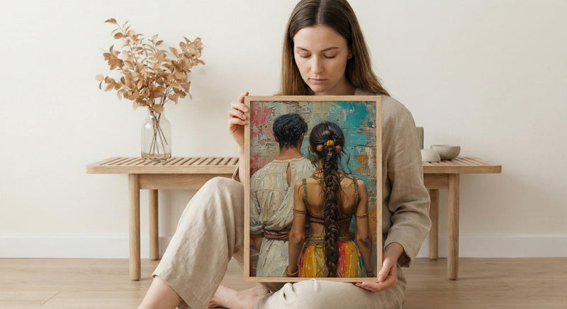 Indian Artisan Art Print, Father And Daughter Decor - Vibrant Culture Poster