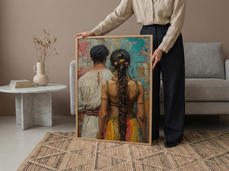 Indian Artisan Art Print, Father And Daughter Decor - Vibrant Culture Poster
