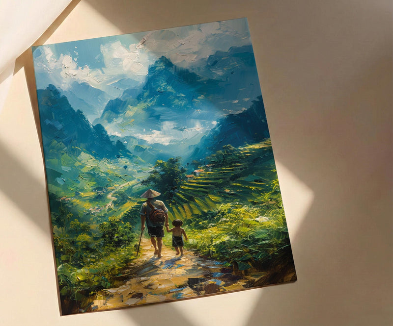Vietnam Landscape Art Print, Father And Son Poster - Gift For Dad