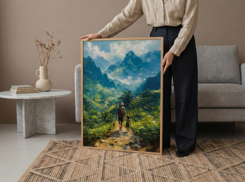 Vietnam Landscape Art Print, Father And Son Poster - Gift For Dad