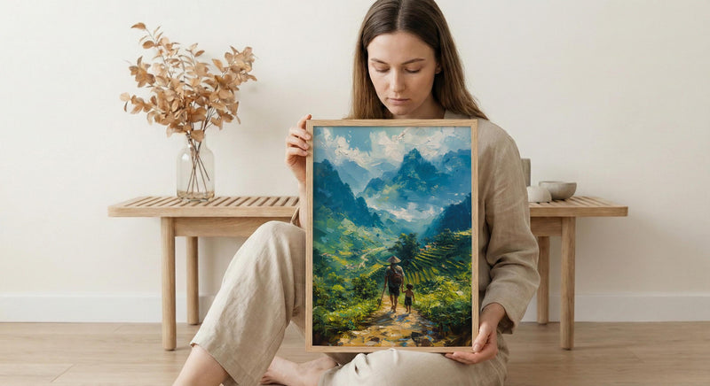 Vietnam Landscape Art Print, Father And Son Poster - Gift For Dad