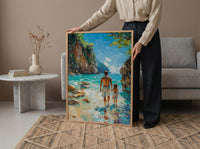 Thailand Beach Art Print, Father And Child Poster - Fathers Day Gift