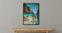 Thailand Beach Art Print, Father And Child Poster - Fathers Day Gift