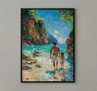 Thailand Beach Art Print, Father And Child Poster - Fathers Day Gift