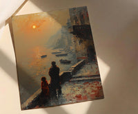 Varanasi Ghats Wall Art, Father And Child Decor - Spiritual River Print