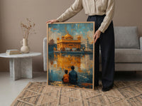 Golden Temple Poster, Father And Grandson Wall Decor - Historic Landmark Art