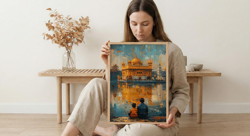 Golden Temple Poster, Father And Grandson Wall Decor - Historic Landmark Art