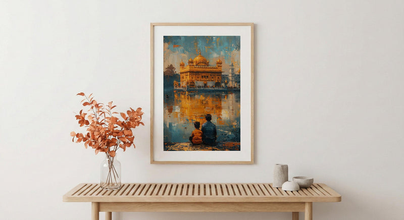 Golden Temple Poster, Father And Grandson Wall Decor - Historic Landmark Art