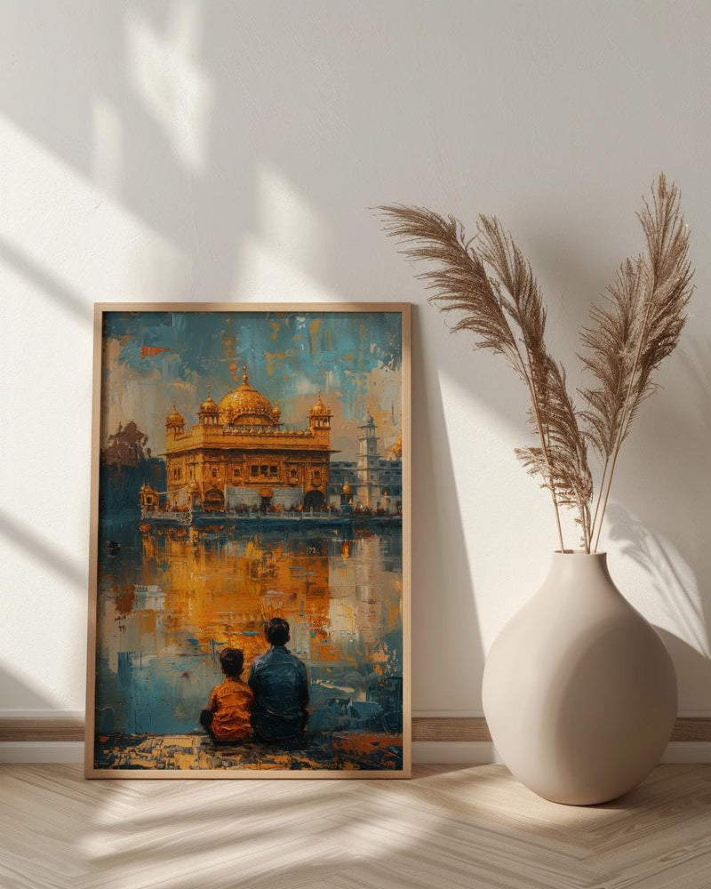 Golden Temple Poster, Father And Grandson Wall Decor - Historic Landmark Art