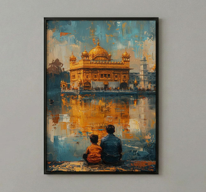 Golden Temple Poster, Father And Grandson Wall Decor - Historic Landmark Art