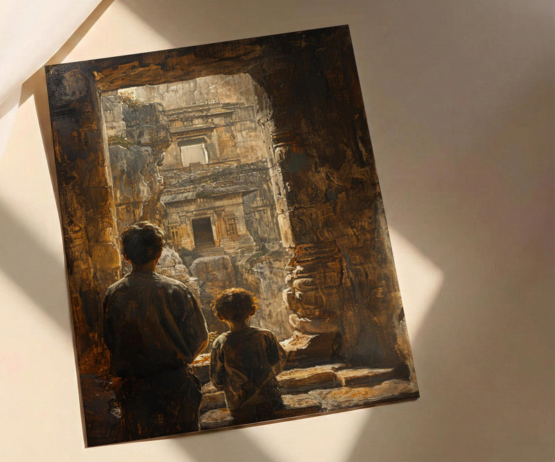 Ajanta Caves Wall Art, Father And Son Decor - Dad Birthday Gift
