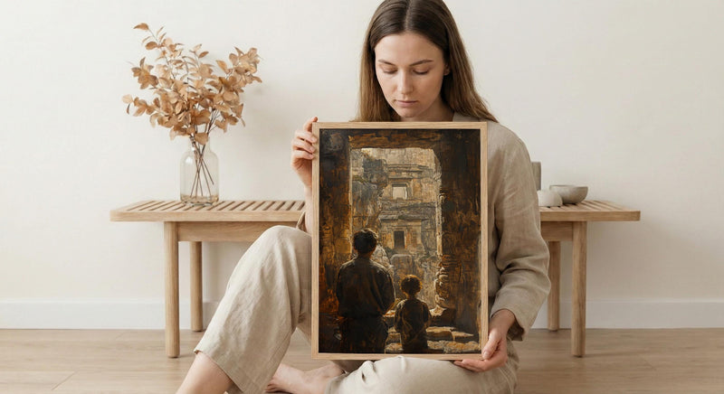 Ajanta Caves Wall Art, Father And Son Decor - Dad Birthday Gift
