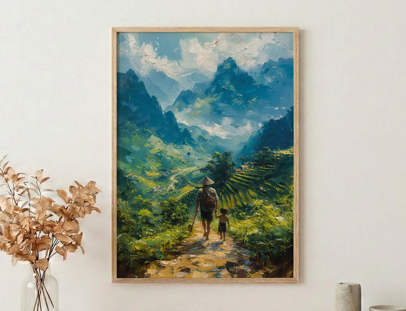 Vietnam Landscape Art Print, Father And Son Poster - Gift For Dad