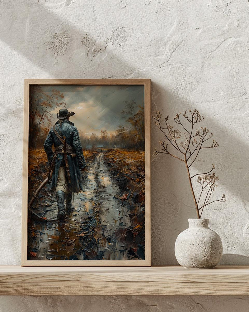 Minute Man Art Print, Colonial Farmer Decor - Historic Americana Landscape