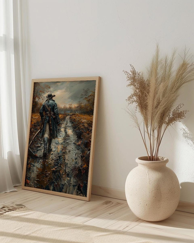 Minute Man Art Print, Colonial Farmer Decor - Historic Americana Landscape