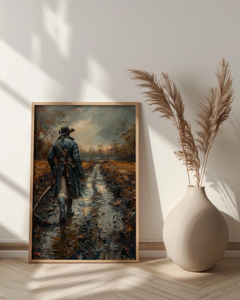 Minute Man Art Print, Colonial Farmer Decor - Historic Americana Landscape