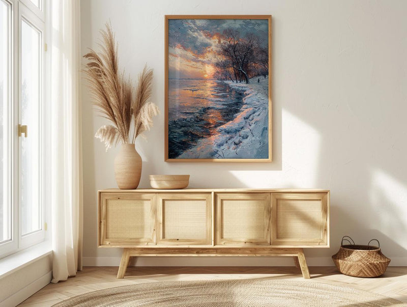 Delaware River Poster, Winter Americana Decor - Historic Landscape Art