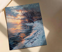 Delaware River Poster, Winter Americana Decor - Historic Landscape Art