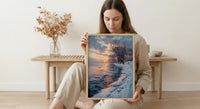 Delaware River Poster, Winter Americana Decor - Historic Landscape Art