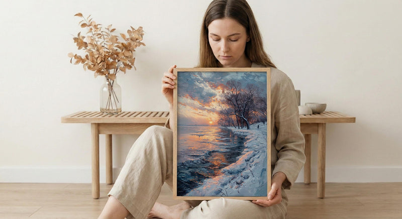 Delaware River Poster, Winter Americana Decor - Historic Landscape Art