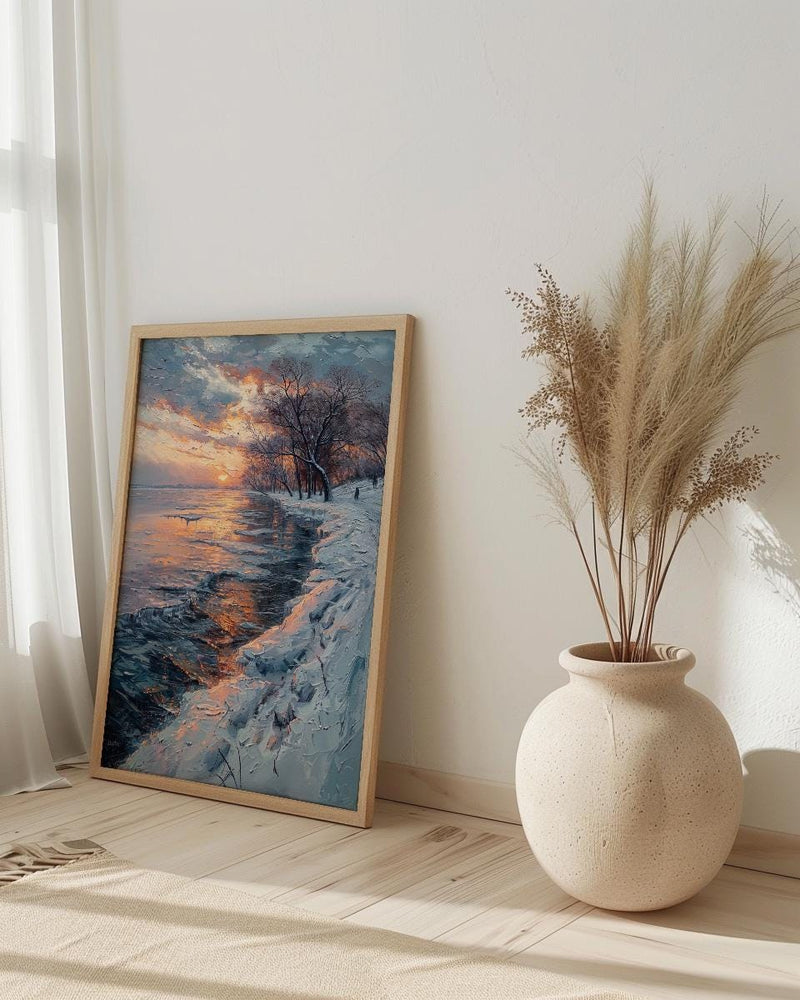 Delaware River Poster, Winter Americana Decor - Historic Landscape Art