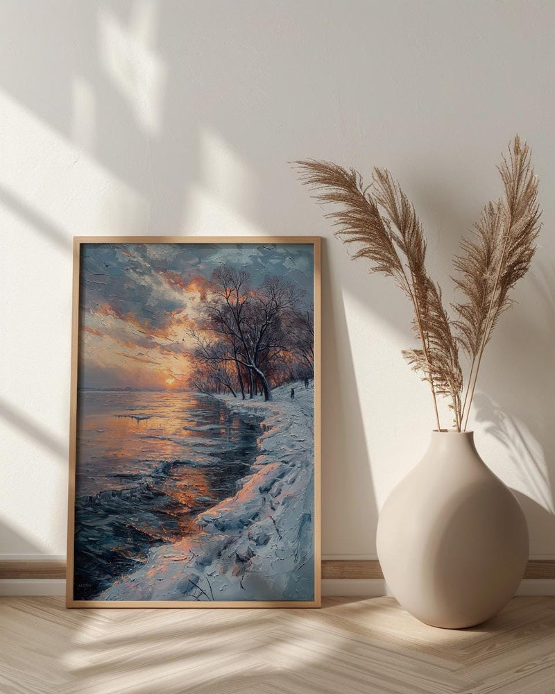 Delaware River Poster, Winter Americana Decor - Historic Landscape Art