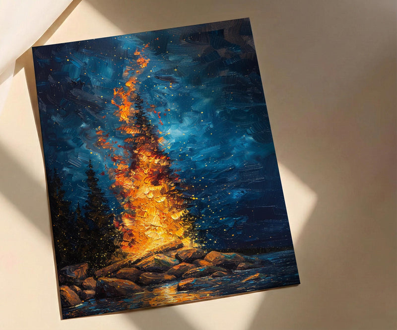 Signal Fire Wall Art, New England Landscape Decor - Historic Americana Print