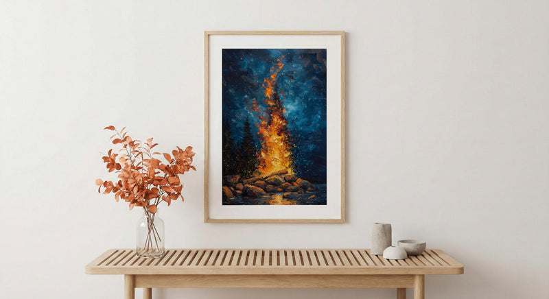 Signal Fire Wall Art, New England Landscape Decor - Historic Americana Print