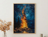 Signal Fire Wall Art, New England Landscape Decor - Historic Americana Print