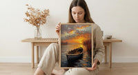 Hudson River Wall Art, Colonial Boat Decor - Misty Historical Landscape