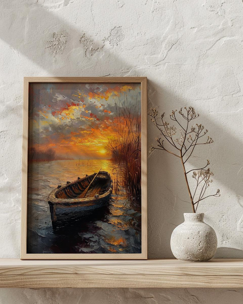 Hudson River Wall Art, Colonial Boat Decor - Misty Historical Landscape