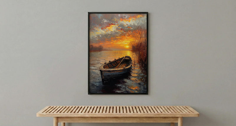 Hudson River Wall Art, Colonial Boat Decor - Misty Historical Landscape