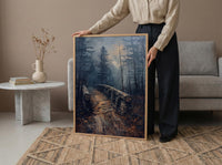 Historic Bridge Poster, New England Landscape Wall Decor - Desolate Americana Art