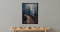 Historic Bridge Poster, New England Landscape Wall Decor - Desolate Americana Art