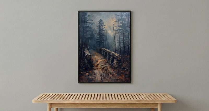 Historic Bridge Poster, New England Landscape Wall Decor - Desolate Americana Art