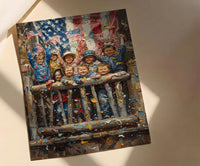 Americana Porch Art Print, 4th of July Children Wall Decor - Patriotic Summer Poster