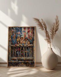 Americana Porch Art Print, 4th of July Children Wall Decor - Patriotic Summer Poster