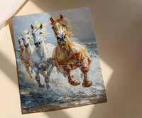 Wild Coastal Horses Poster, New England Beach Decor - Freedom Landscape Art