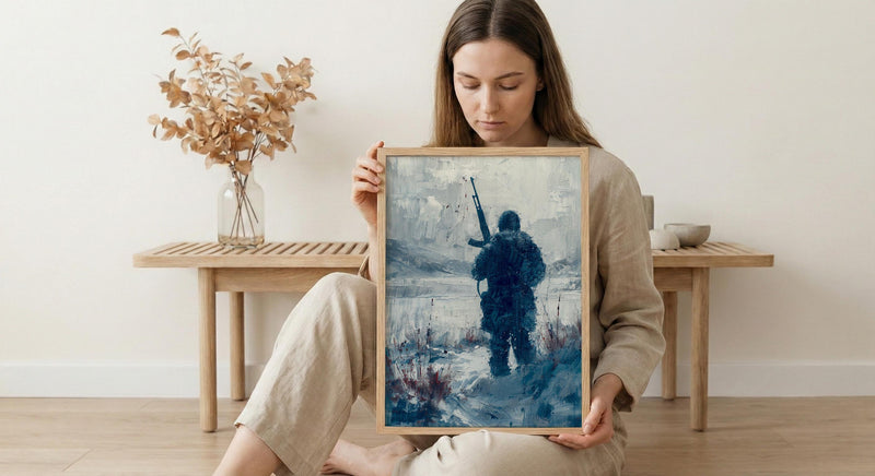 Valley Forge Soldier Wall Art, Historic Americana Decor - Winter Revolution Print