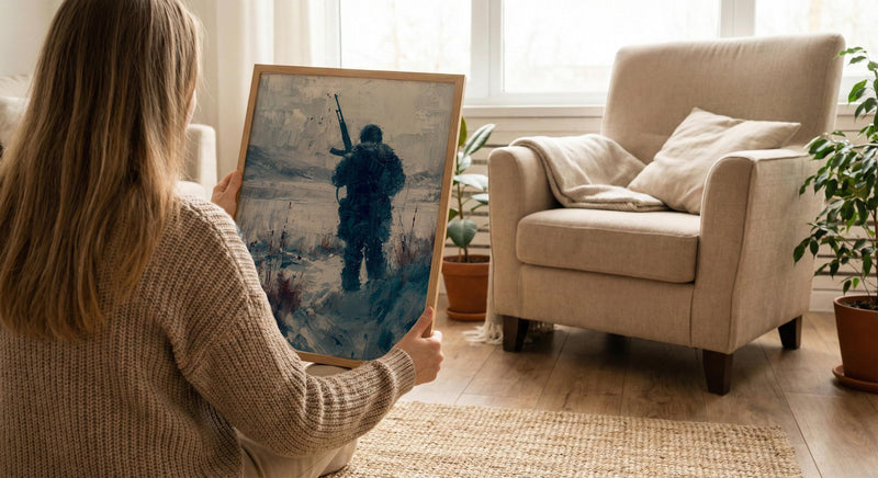 Valley Forge Soldier Wall Art, Historic Americana Decor - Winter Revolution Print