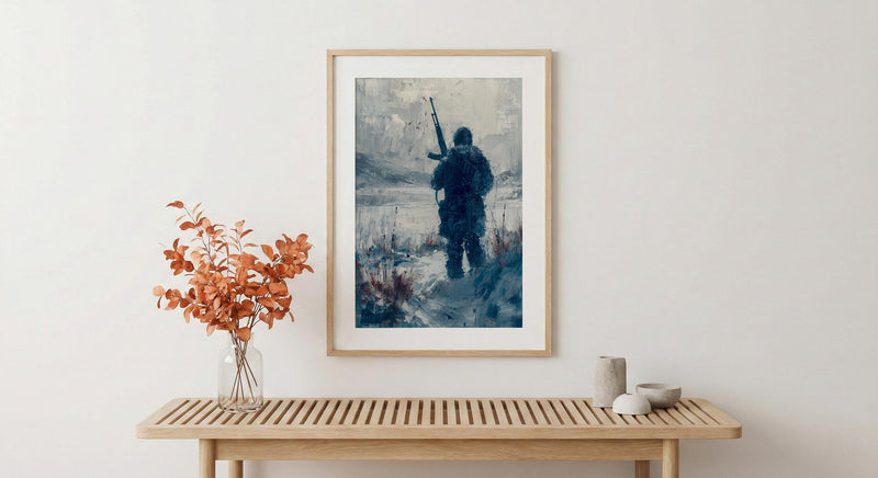 Valley Forge Soldier Wall Art, Historic Americana Decor - Winter Revolution Print