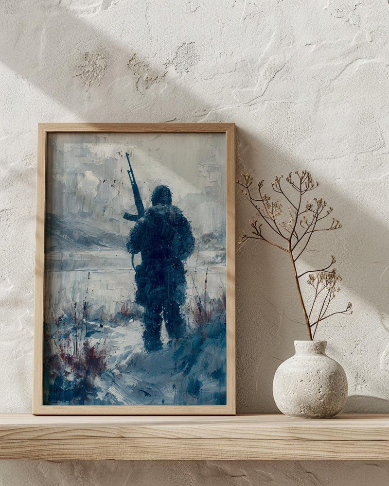 Valley Forge Soldier Wall Art, Historic Americana Decor - Winter Revolution Print