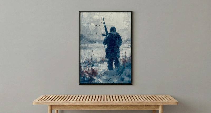 Valley Forge Soldier Wall Art, Historic Americana Decor - Winter Revolution Print