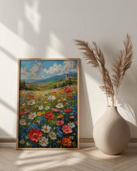 Patriotic Wildflower Art Print, Americana Meadow Decor - Spring Landscape Poster